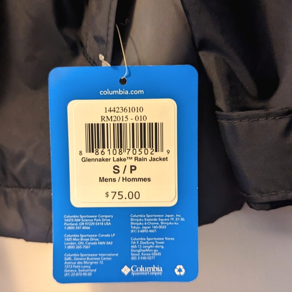 Columbia Men's Glennaker Lake Rain Jacket NWT Black Grill Grey Small Hoodie - Picture 8 of 11